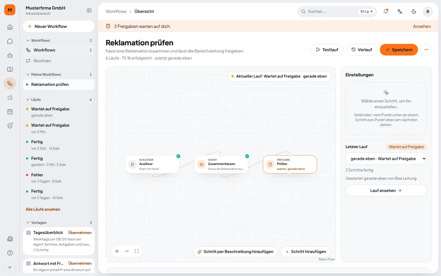Workflow-Editor in Lokyy